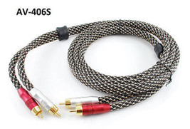6ft Premium 2-RCA 24K Gold-Plated Male / Male Braided Sleeve Stereo Audi... - $39.99