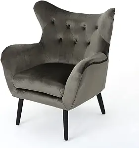 Christopher Knight Home Seigfried Mid-Century Velvet Arm Chair, Grey / B... - £316.32 GBP