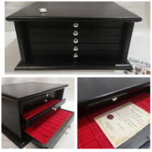 Coin Cabinet Medal Holder 5 Drawers Handcrafted Black Coins&amp;More - £201.18 GBP