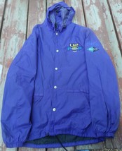 U2 Popmart Blue 1997 Tour Jacket TNA Staff Large Nylon Rain Hoodie Style VG Rare - £135.13 GBP