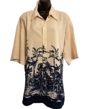 Premier Internation Mens Shirt size XL Blue Beige Tropical Landscape Pattern - £11.85 GBP