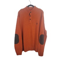 Chaps Sweater Mens Large Pullover Long Sleeve Orange Button Front Patchwork Slee - £13.15 GBP