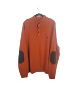 Chaps Sweater Mens Large Pullover Long Sleeve Orange Button Front Patchw... - £13.03 GBP