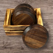 Handcrafted Coaster Set Made of Walnut with Round Chamfer Edges Rustic N... - $644.09 MXN