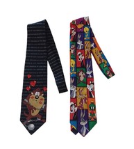 Lot of 2 Bugs Bunny  Looney Tunes  Daffy Duck Taz Marvin Martian VTG Tie 1990s - £8.52 GBP