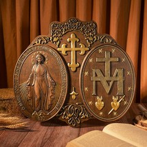 Christian Miraculous Medal of the Immaculate Conception Wall Wood Decor - $69.99+