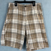 Aeropostale Mens Shorts Size 29 Brown Plaid Cotton Chino Preppy Casual - £6.82 GBP