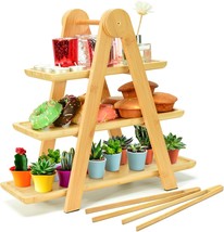 Bamboo 3-tier serving trays for stylish party presentations. - £46.28 GBP