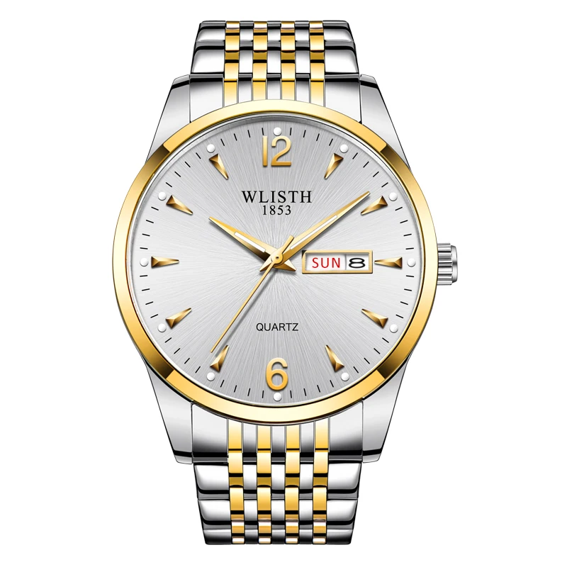 WLISTH  Watch Men Stainless Steel Business Date Clock Waterproof   Mens   Wrist  - £84.33 GBP
