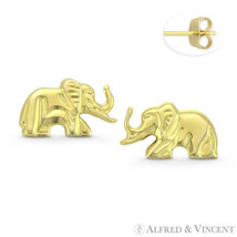 Elephant Couple Animal Wildlife Love Charm 14k Yellow Gold Stamped Stud Earrings - £43.15 GBP