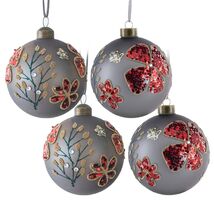 D4.7&quot; Glass Christmas Ball Ornaments - Holiday Tree Decor 4-Pack - $52.99