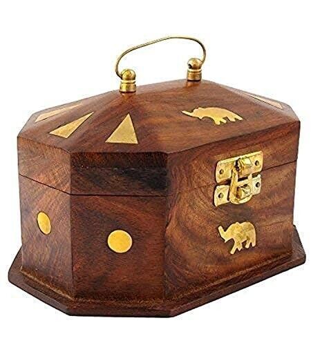 Handmade Wooden Jewellery Box For Women Jewel Organizer Elephant Décor G... - $32.71