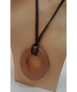 EVERRI Pleather &amp; Oval Resin Necklace New With Tags Adj 32&quot; Wear 6 Ways - £19.46 GBP