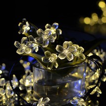 Solar Flower String Lights Waterproof 50 Led Christmas Fairy Light For Lawn - £19.14 GBP