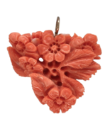 14k Gold Carved Floral Flowers Genuine Natural Orange Coral Pendant (#J7... - $311.46 CAD 14k Gold Carved Floral Flowers Genuine Natural Orange Coral Pendant (#J7... - $311.46 CAD