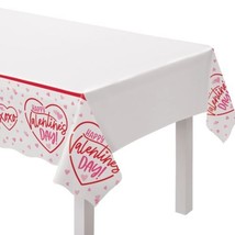 Happy Valentines Day Hearts 1 Ct Plastic Tablecover Pink Red - £6.32 GBP