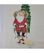 Handpainted Needlepoint Canvas Santa Strictly XMAS Stocking Dog 27" JUMBO EVC - $350.00