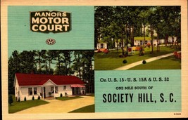 1940&#39;S. Manors Motor Court. Society Hill, Sc Linen Postcard BK39 - $3.96