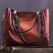 LE Wax Finish Leather Women Office Tote Bag - £62.76 GBP