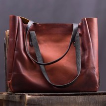 LE Wax Finish Leather Women Office Tote Bag - $79.99