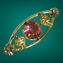 victorian gold tone rhinestone brooch  - £41.11 GBP