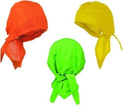 Buy Caps and Hats Doo Rag Set Assorted Bandana Headwrap Skull Cap Orange Yellow  - £10.27 GBP