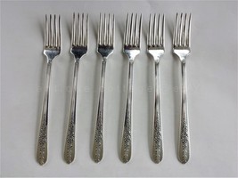 1939 antique Oneida NOBILITY PLATE ROYAL ROSE flatware 6 DINNER FORKS shiny - £30.21 GBP