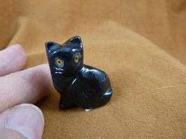 (Y-CAT-169) little BLACK ONYX KITTY baby kitten CAT stone figurine I Lov... - $246.80 MXN