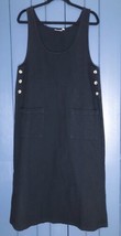 Vintage USA Made Cottonseed Black Jumper Dress w Pockets &amp; Button Detail... - $34.65