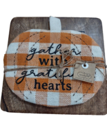 Thanksgiving Wood Trivet And Cotton Pumpkin Shape Pot Holder Fall Set Table - $33.90 CAD