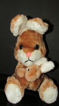 vintage 1981 Dakin brown plush mom bunny rabbit hugging baby set 2 - $13.50