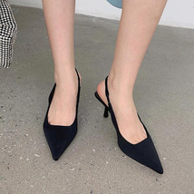 New Summer Women Heel Sandals Fashion Woman Pointed Toe Thin Heel 7 CM Ladies El - £39.88 GBP