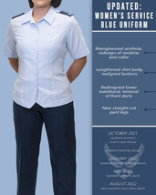 NWT WOMENS US AIR FORCE USAF SHIRT SHORT SLEEVE UNIFORM DRESS BLUE ALL S... - £31.53 GBP