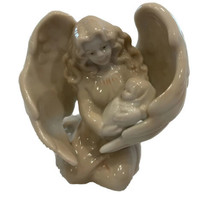 Russ Angel Holding Baby Vintage Marabella Porcelain Candle Holder Figurine 3.5&quot; - £11.00 GBP