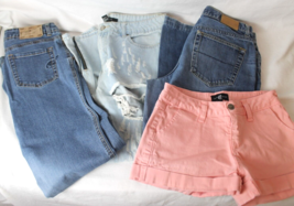 TOMMY, O&#39;NEILL, CELLO FOREVER 21 Size 7 Lot of 4 Jeans &amp; Shorts Denim Zi... - $40.75