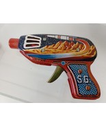 Vintage 90s  Japan Tin Friction Sparkling SPACE RAY GUN, with box! no spark - £39.87 GBP