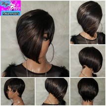 Quistine&quot; Synthetic Short Pixie Cut Layered, Slanted Heat Resistant  Full Cap Wi - £53.73 GBP