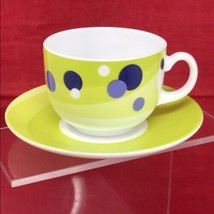 Luminarc Made in France Cup &amp; Saucer Coffee Tea Polka Dot Modern  - £11.64 GBP