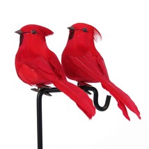 Red Cardinal Artificial Foam Birds Feather Birds For Christmas Tree Craft Orname - £14.38 GBP