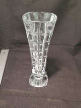 Vintage Clear Crystal bud vase geometric Cube design  - 7” Tall - £9.71 GBP