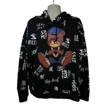 Fresh Laundry Streetwear Hip Hop Black Graphic All Over Print Pullover Hoodie 2X - £39.88 GBP