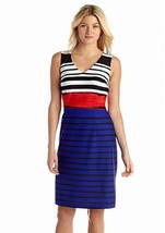 New Nine West Blue White Striped Career Sheath Dress Size 12 Size 14 $99 - £34.09 GBP