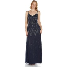 Adrianna Papell Women&#39;s Beaded Blouson Gown, Navy, 10 NWT - $118.79