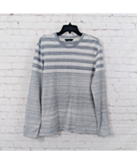 Olzen Sweater Mens 105 Large Gray White Striped Crew Neck Knit Pullover ... - $24.99