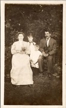 Edwardian Family Photo Mother Father Two Sons Rustic Wooded Scene Postcard Z14 - £7.79 GBP