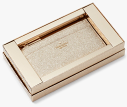 Kate Spade Glimmer Boxed Large Slim Cardholder Gold Wallet KE444 NWT $129 Retail - £34.98 GBP