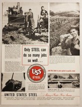 1951 Print Ad United States Steel US Tank in Action, Farm Machines Tractor  - £10.08 GBP