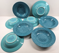 8 Signature Harlequin Soup Bowls Set Green Speckle Sponge Dining Dish Japan Lot - £77.80 GBP