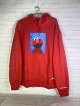 Dumbgood Sesame Street Elmo Logo Red Knit Pullover Hoodie Sweatshirt Mens Size L - £49.84 GBP