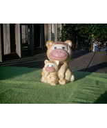 Vtg Ceramic Monkeys (Dad/Mom Holding Baby) Piggy Bank w/Stopper Made in ... - £15.71 GBP